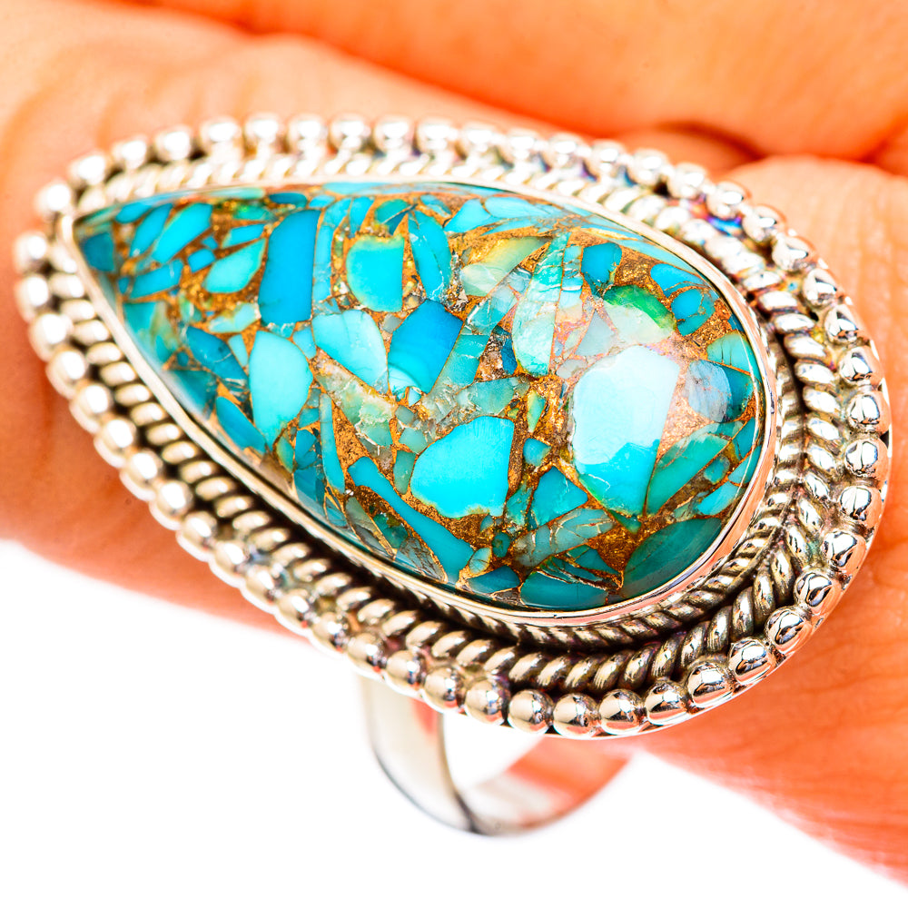 Blue Copper Composite Turquoise Rings handcrafted by Anasilvercos - RING123486