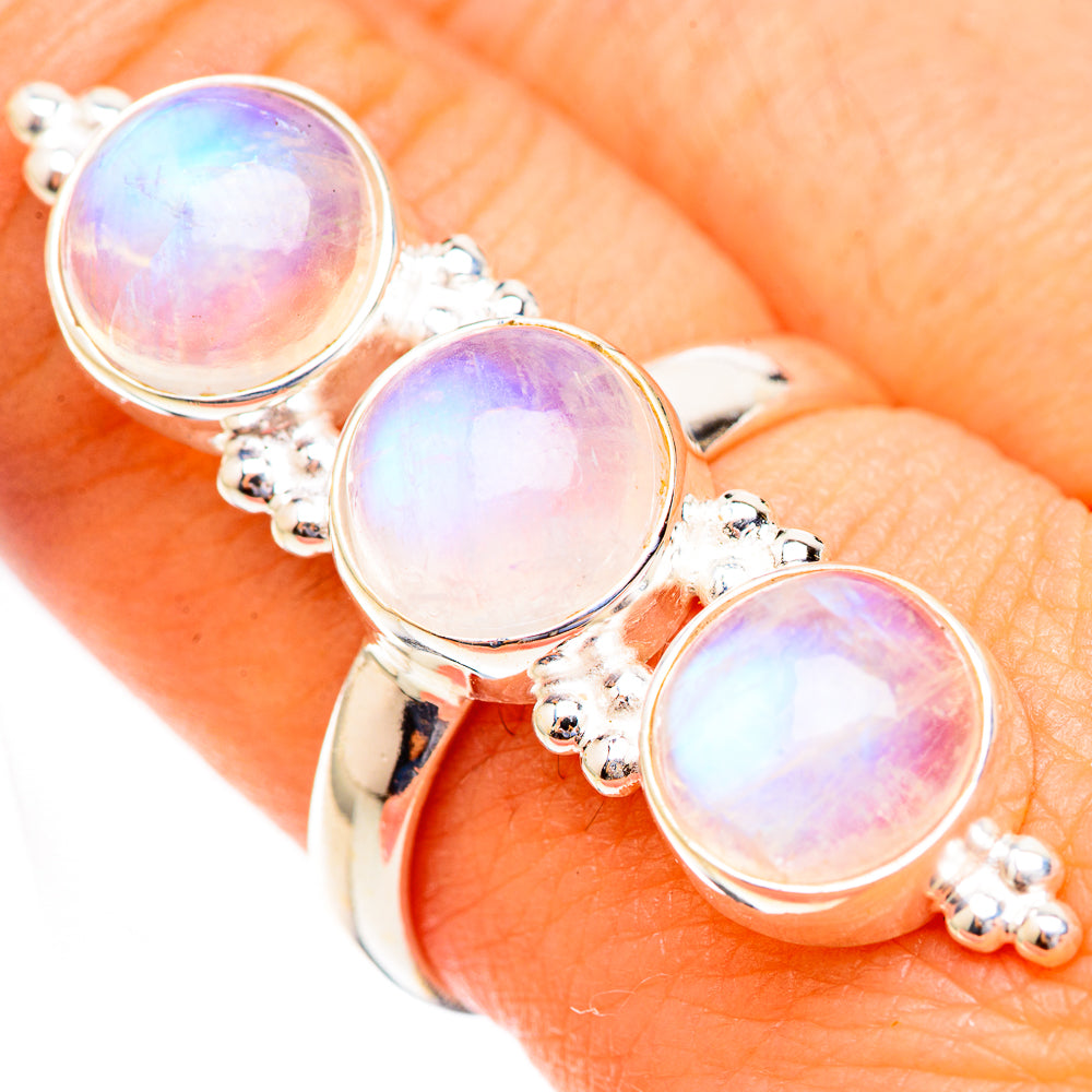 Rainbow Moonstone Rings handcrafted by Anasilvercos - RING123524