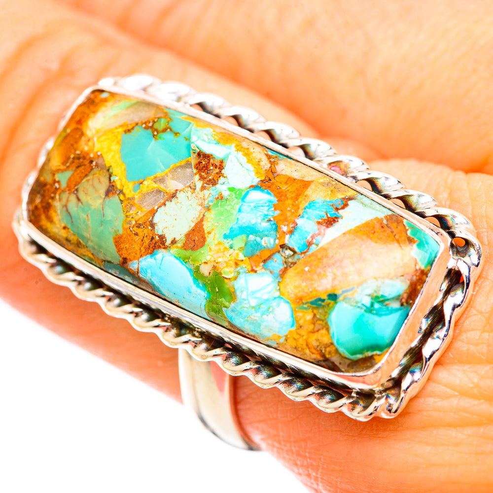 Blue Copper Composite Turquoise Rings handcrafted by Anasilvercos - RING123534