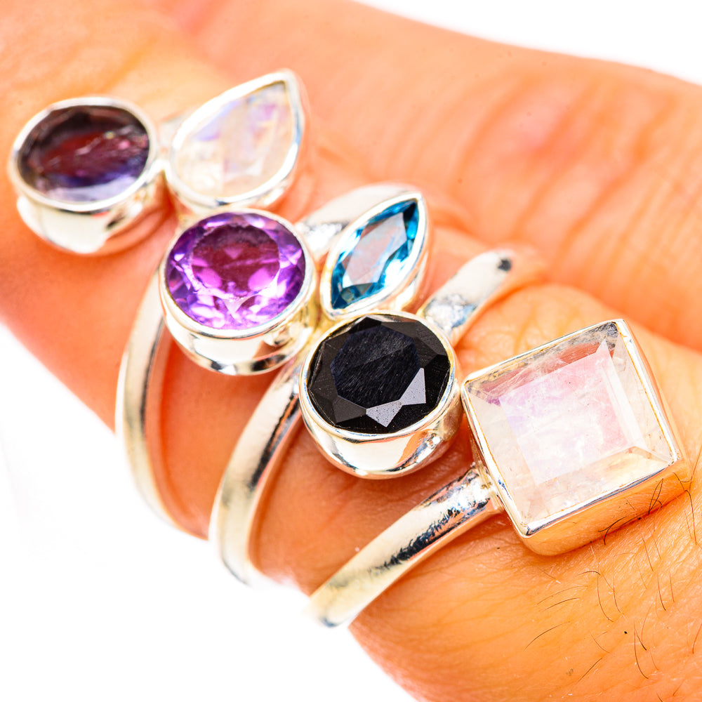 Rainbow Moonstone Rings handcrafted by Anasilvercos - RING123546