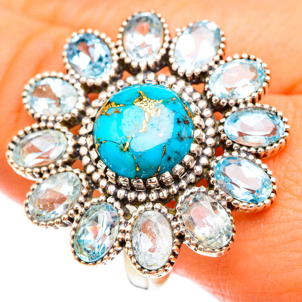 Blue Copper Composite Turquoise Rings handcrafted by Anasilvercos - RING123554