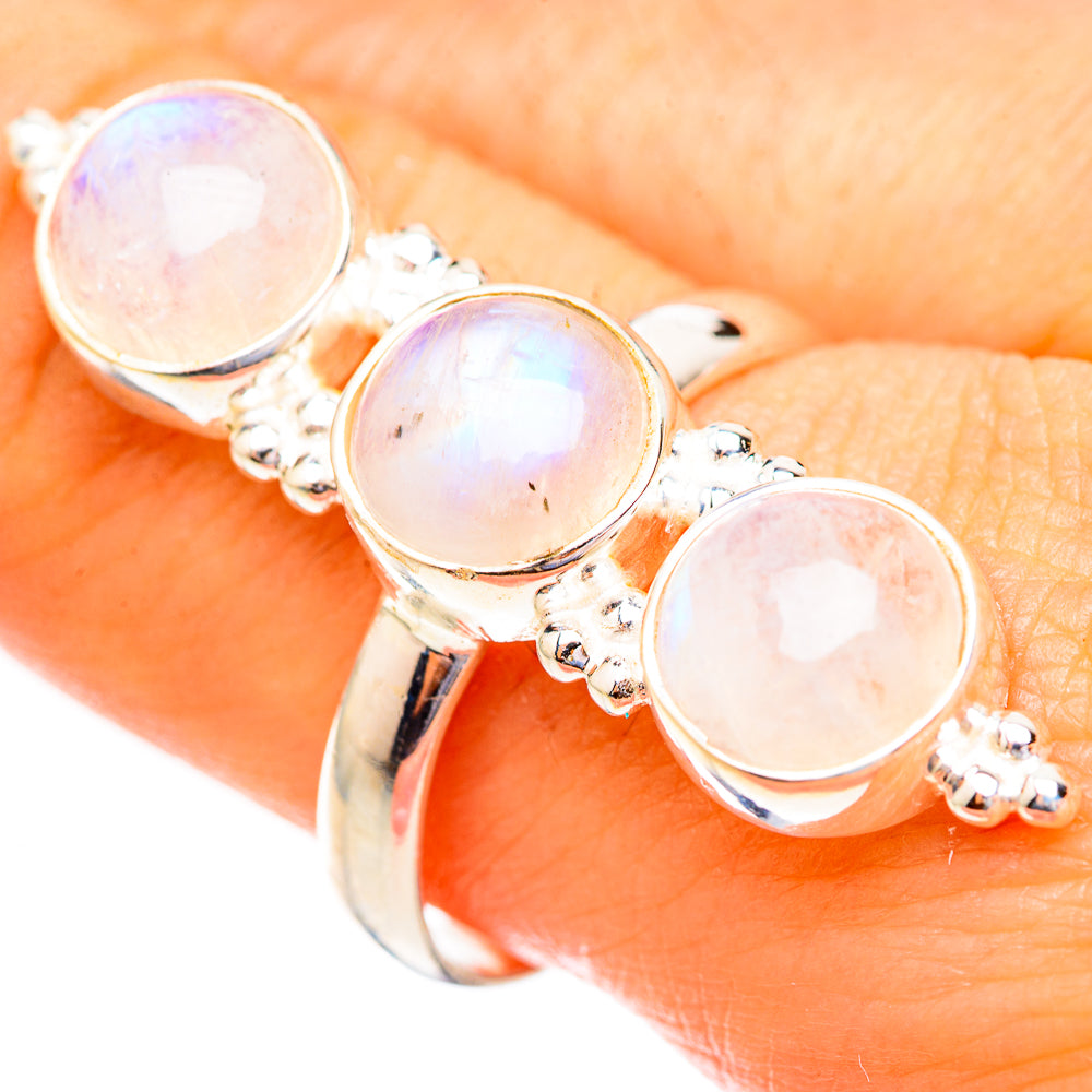 Rainbow Moonstone Rings handcrafted by Anasilvercos - RING123563
