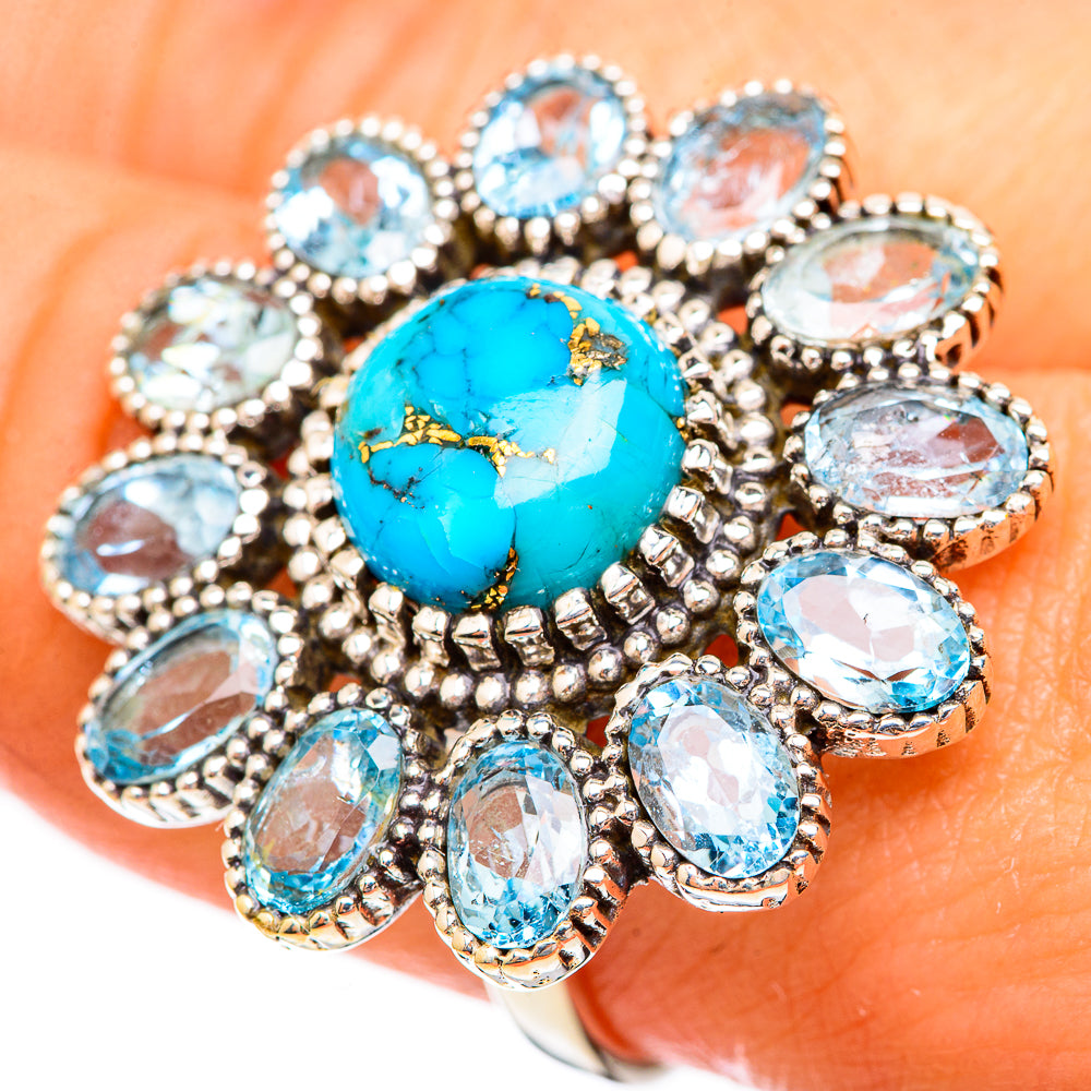 Blue Copper Composite Turquoise Rings handcrafted by Anasilvercos - RING123568