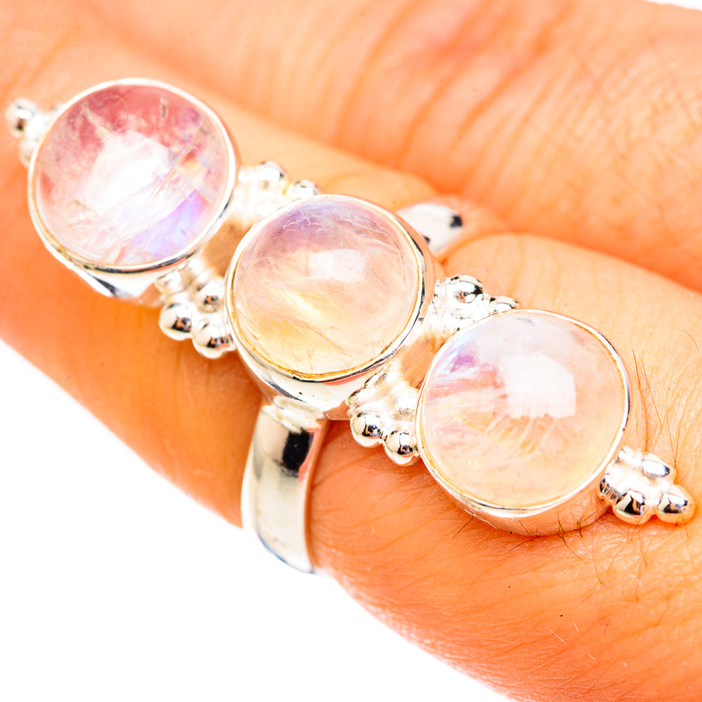Rainbow Moonstone Rings handcrafted by Anasilvercos - RING123576