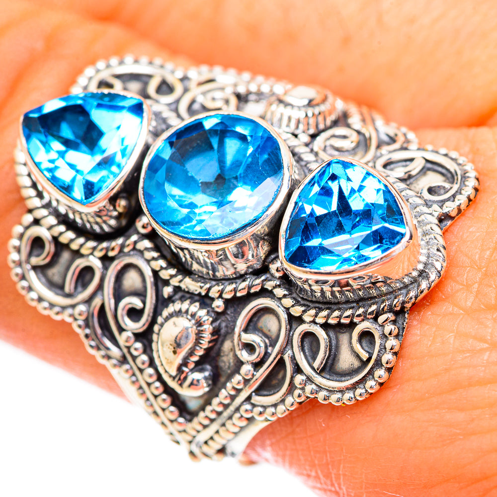 Swiss Blue Topaz Rings handcrafted by Anasilvercos - RING123578
