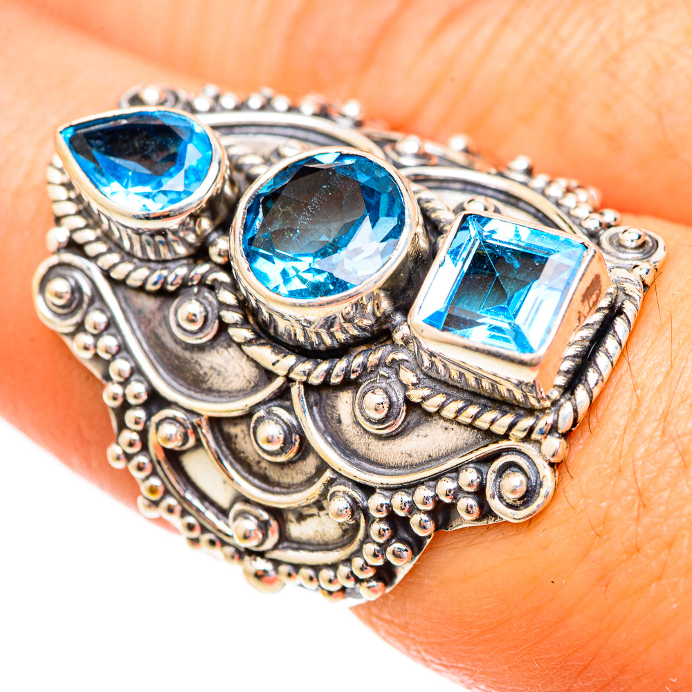 Swiss Blue Topaz Rings handcrafted by Anasilvercos - RING123583