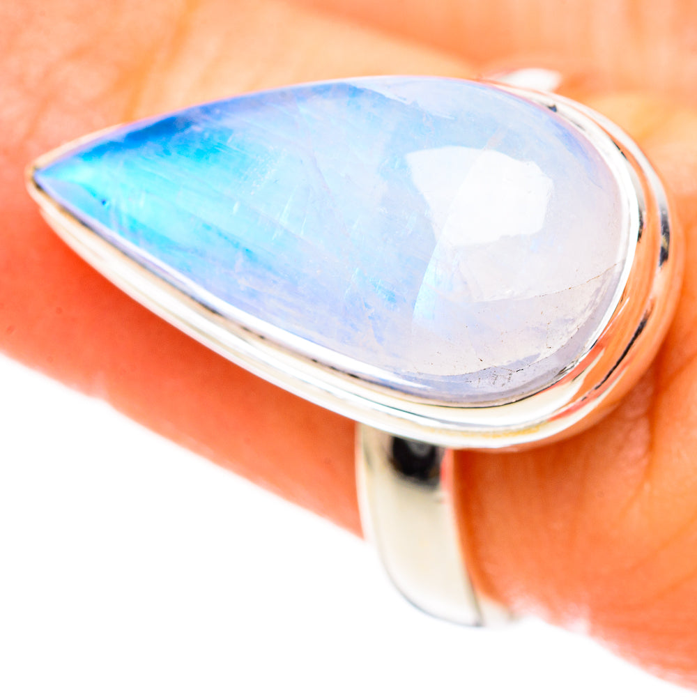 Rainbow Moonstone Rings handcrafted by Anasilvercos - RING123586