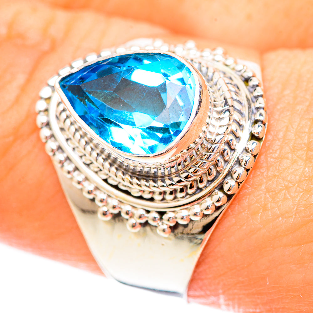 Swiss Blue Topaz Rings handcrafted by Anasilvercos - RING123610