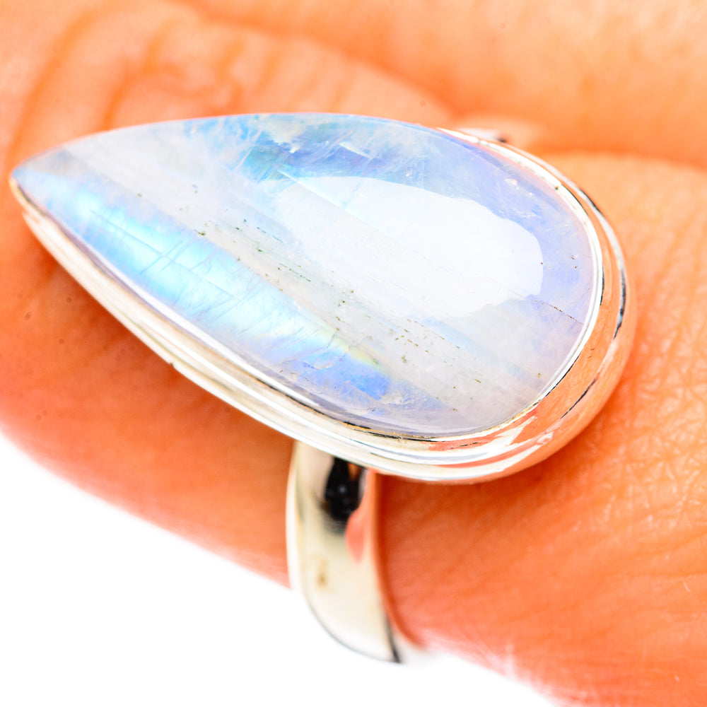 Rainbow Moonstone Rings handcrafted by Anasilvercos - RING123650