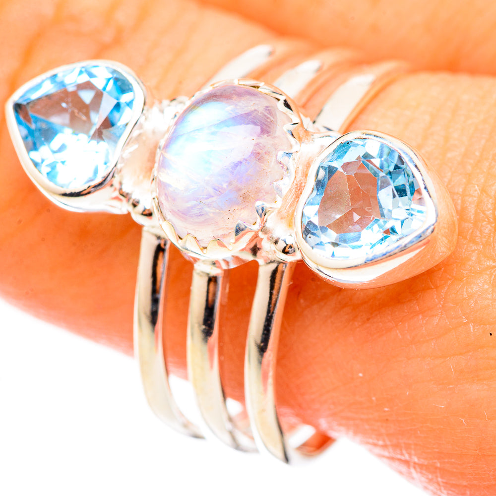 Rainbow Moonstone Rings handcrafted by Anasilvercos - RING123734