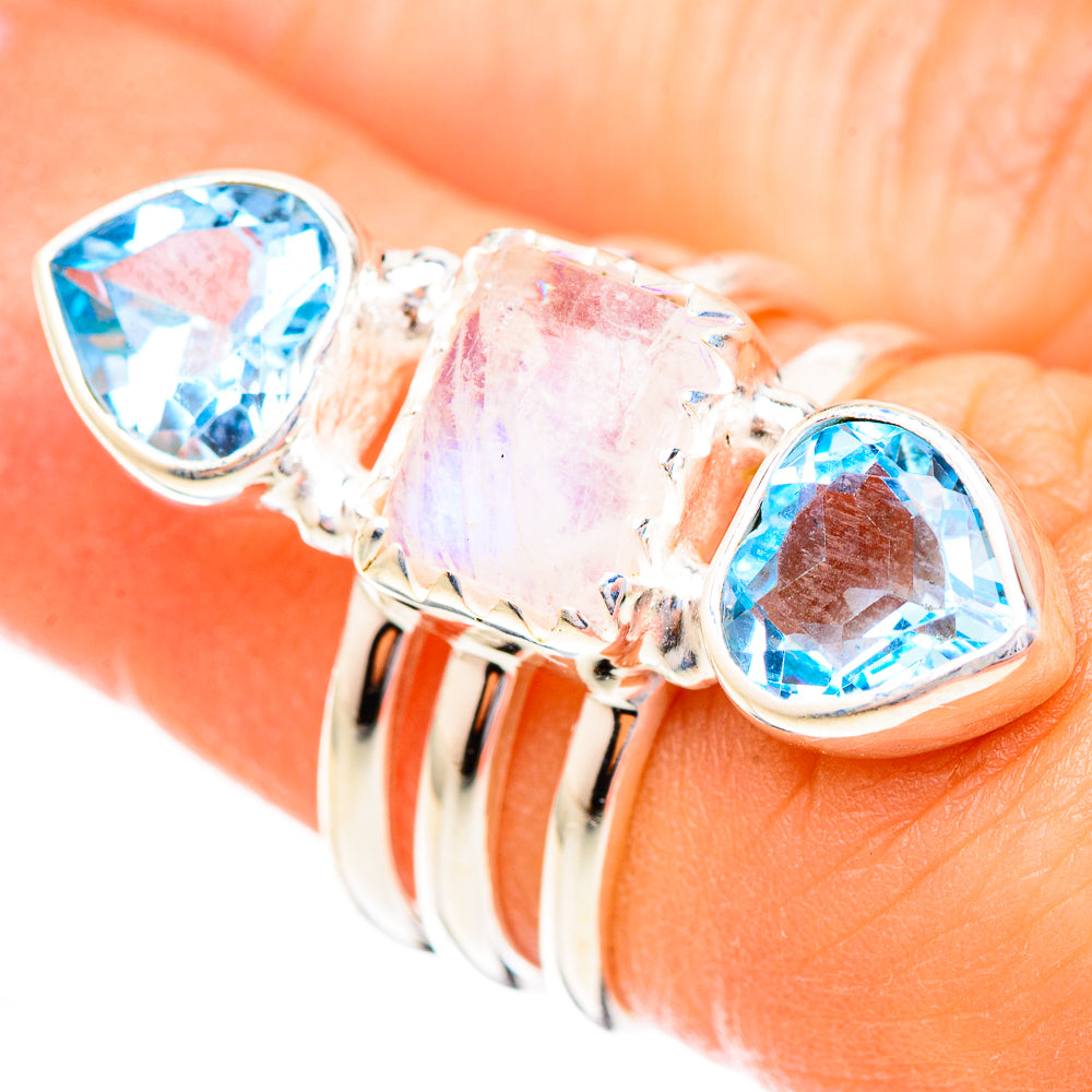 Rainbow Moonstone Rings handcrafted by Anasilvercos - RING123755
