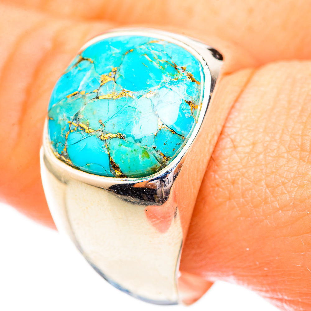 Blue Copper Composite Turquoise Rings handcrafted by Anasilvercos - RING123756