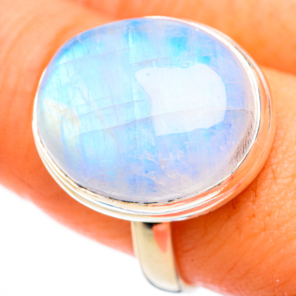 Rainbow Moonstone Rings handcrafted by Anasilvercos - RING123758