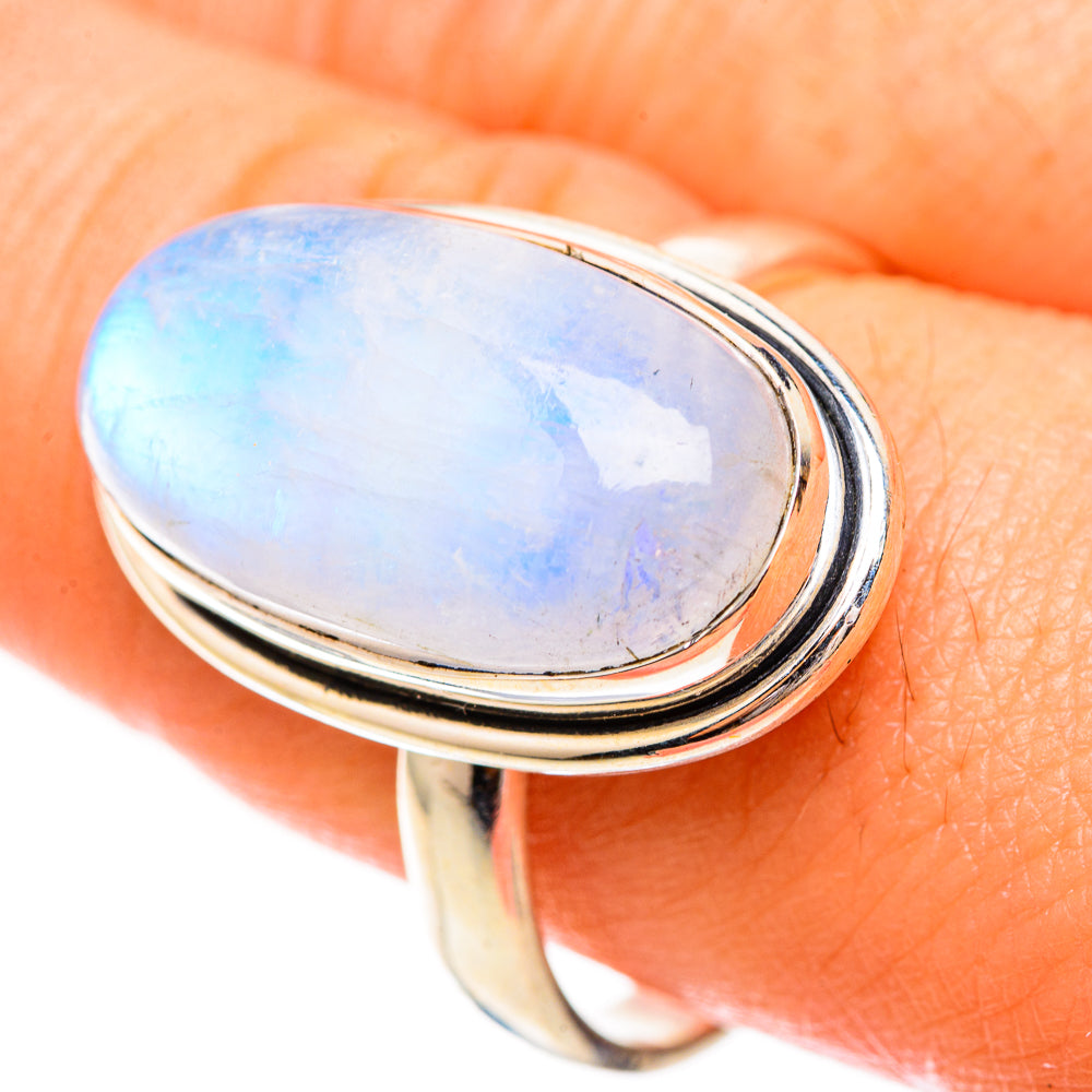 Rainbow Moonstone Rings handcrafted by Anasilvercos - RING123771