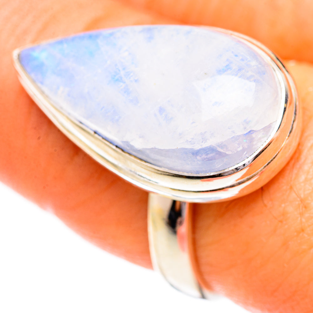 Rainbow Moonstone Rings handcrafted by Anasilvercos - RING123787