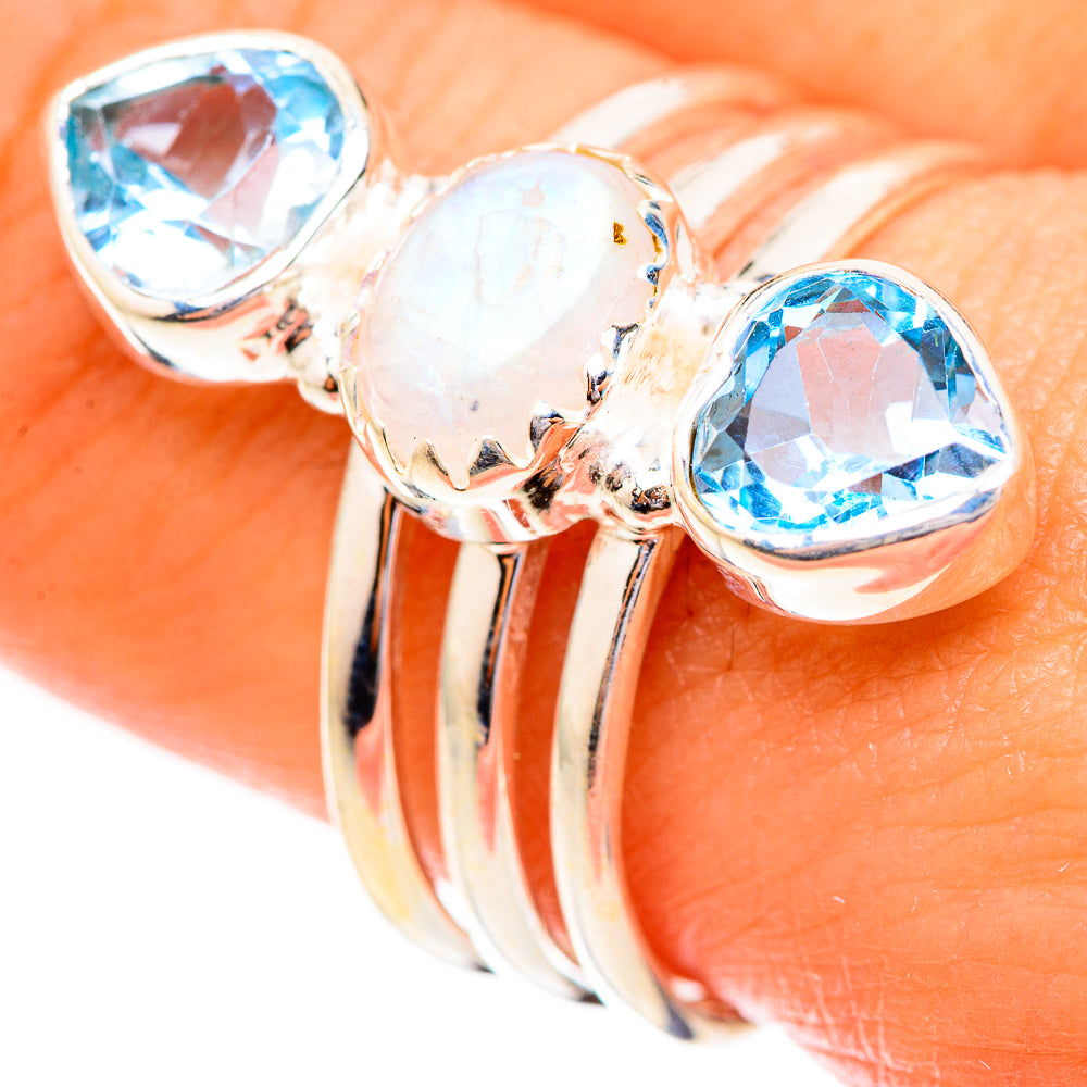 Rainbow Moonstone Rings handcrafted by Anasilvercos - RING123790