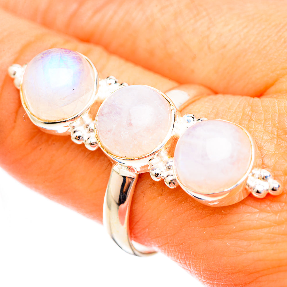 Rainbow Moonstone Rings handcrafted by Anasilvercos - RING123821