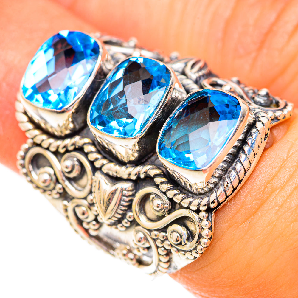Swiss Blue Topaz Rings handcrafted by Anasilvercos - RING123835
