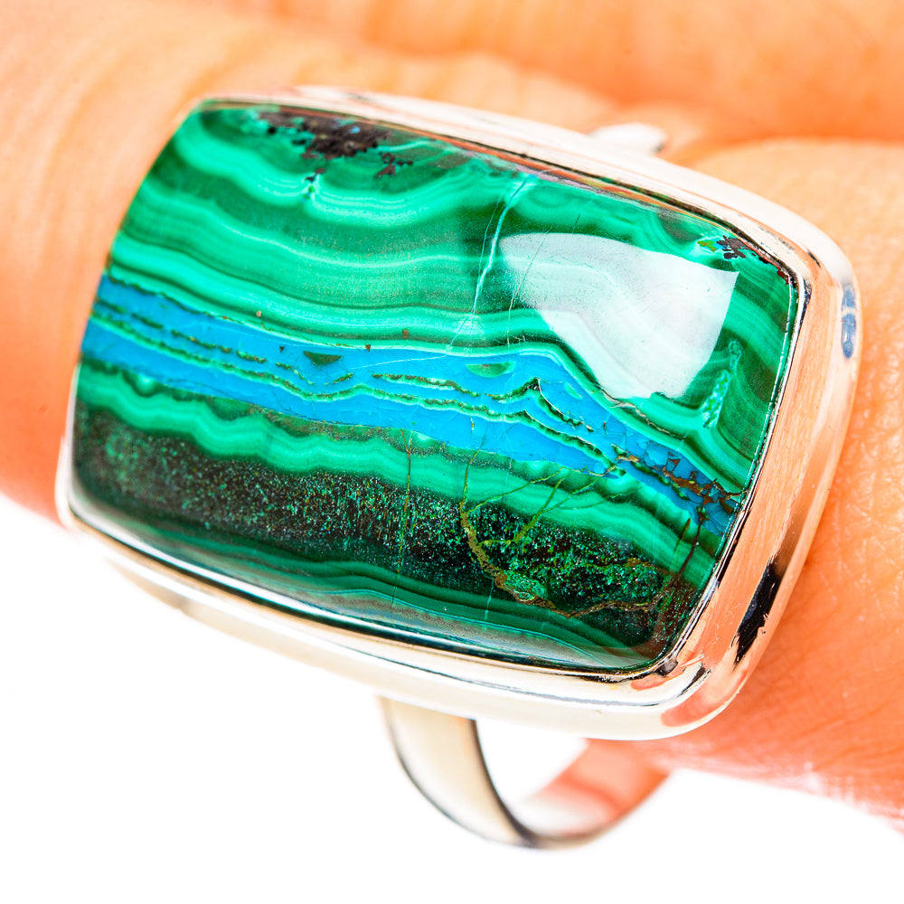 Malachite In Chrysocolla Rings handcrafted by Anasilvercos - RING123836