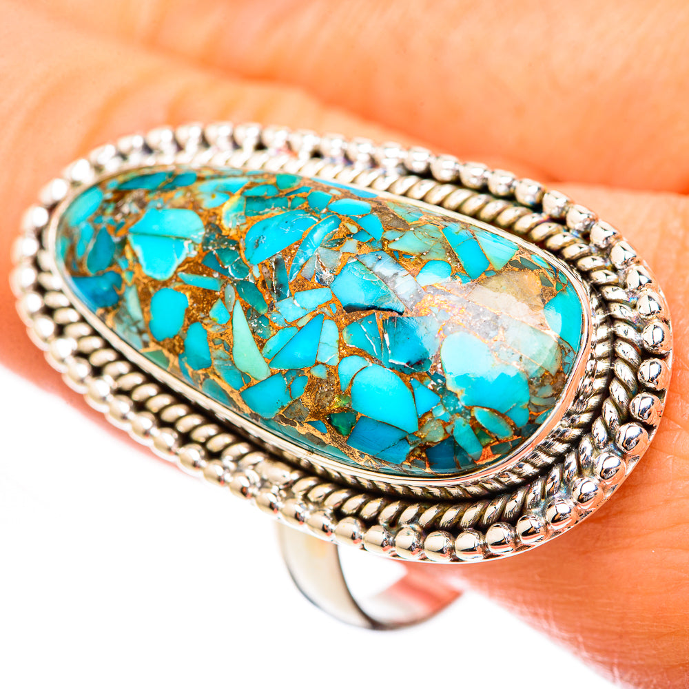 Blue Copper Composite Turquoise Rings handcrafted by Anasilvercos - RING123853