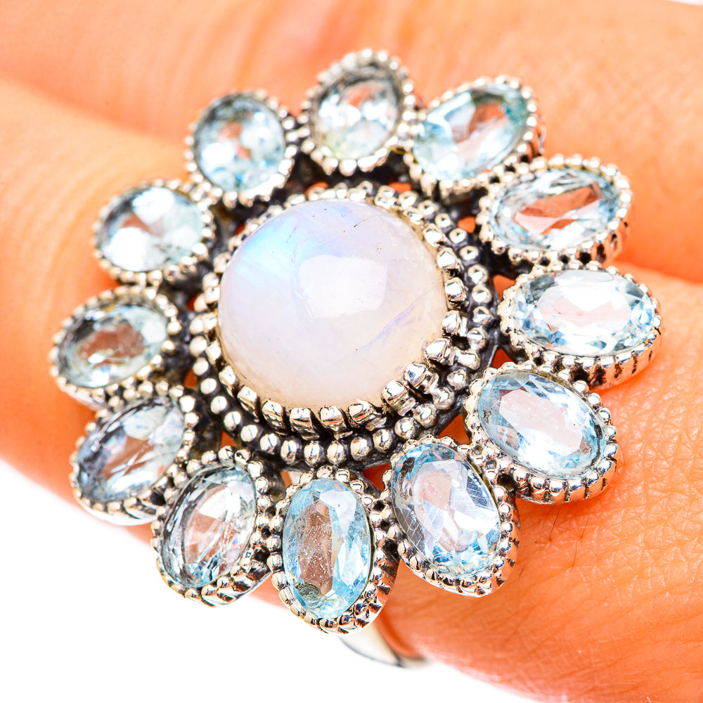 Rainbow Moonstone Rings handcrafted by Anasilvercos - RING123855