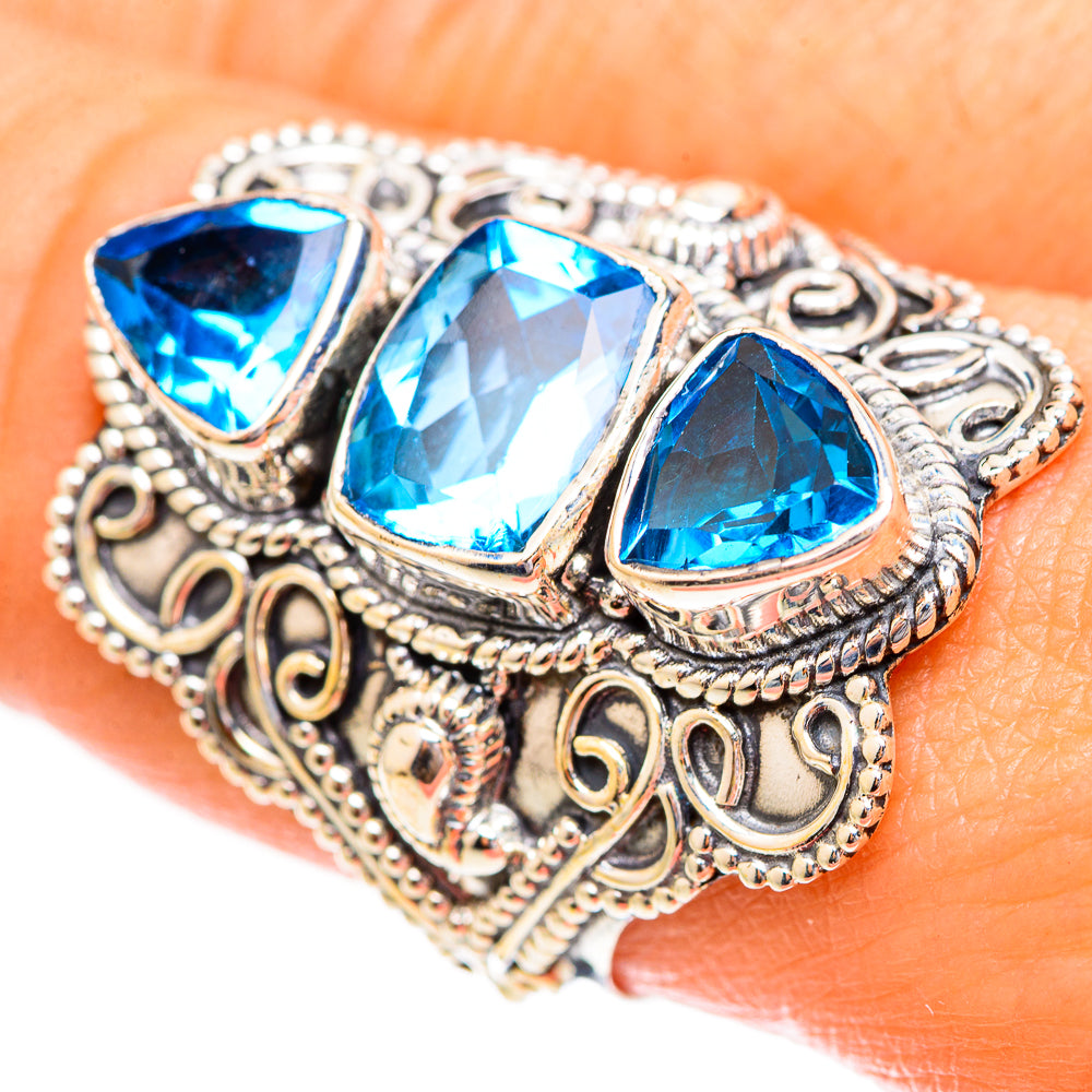 Swiss Blue Topaz Rings handcrafted by Anasilvercos - RING123856