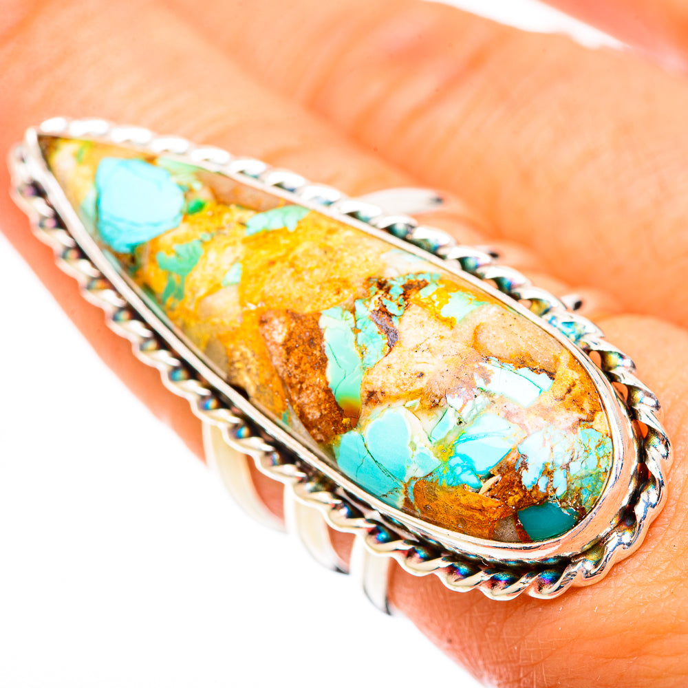 Blue Copper Composite Turquoise Rings handcrafted by Anasilvercos - RING123863