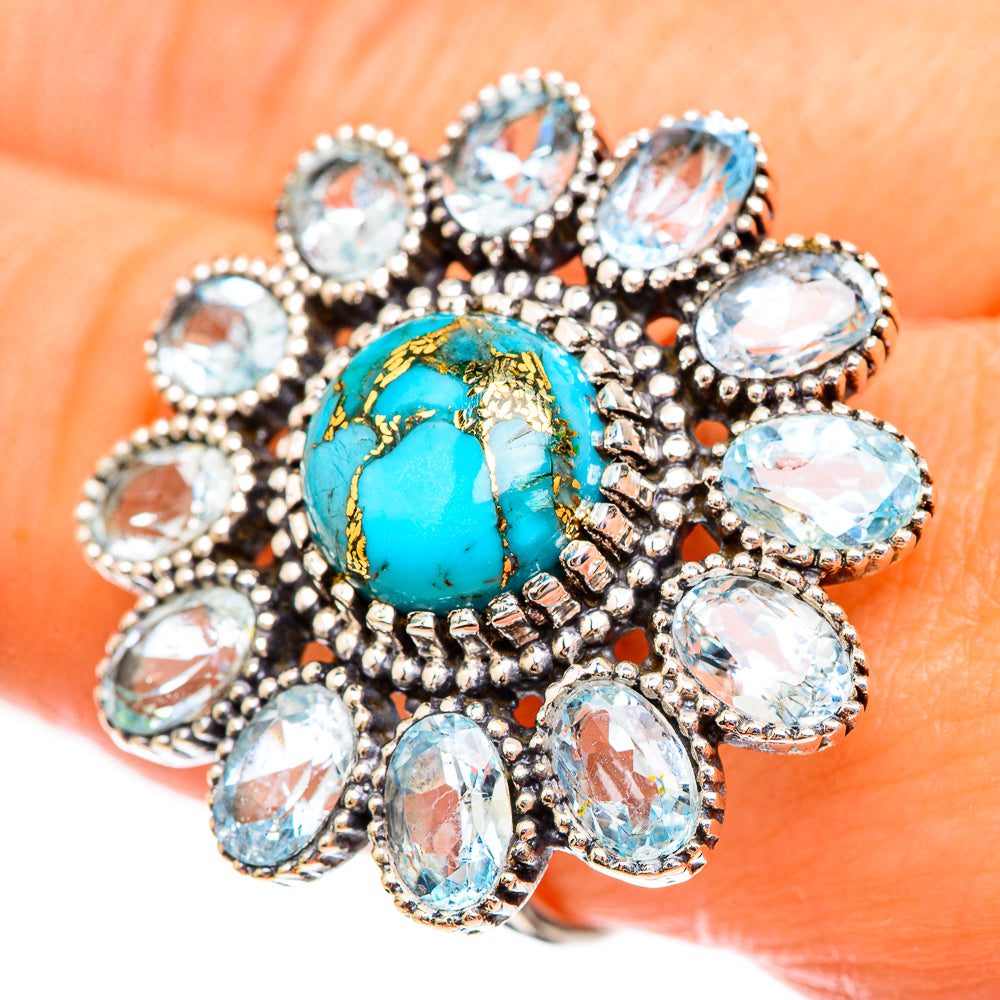 Blue Copper Composite Turquoise Rings handcrafted by Anasilvercos - RING123878