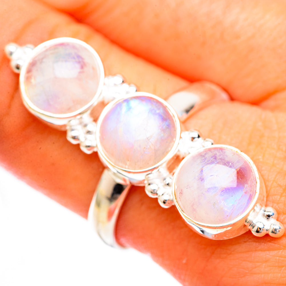 Rainbow Moonstone Rings handcrafted by Anasilvercos - RING123886