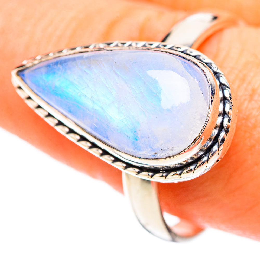 Rainbow Moonstone Rings handcrafted by Anasilvercos - RING123895