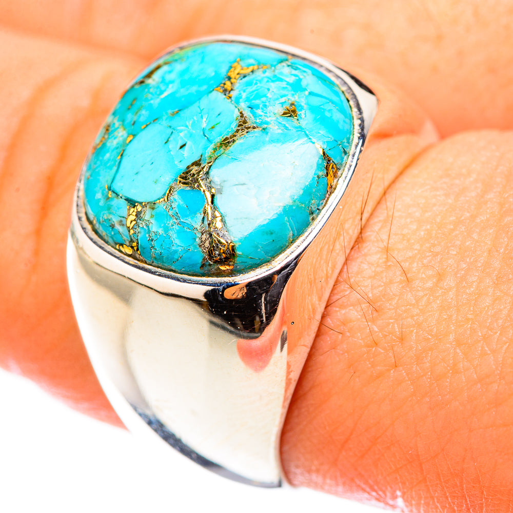 Blue Copper Composite Turquoise Rings handcrafted by Anasilvercos - RING123922