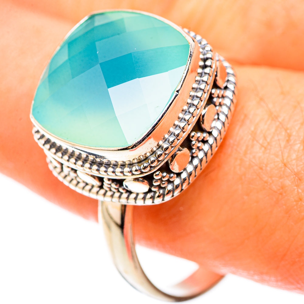 Aqua Chalcedony Rings handcrafted by Anasilvercos - RING123928