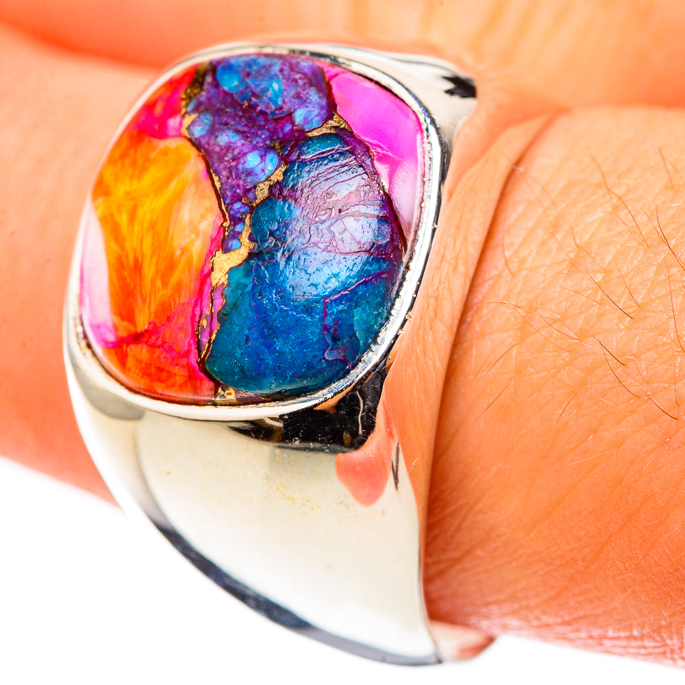 Kingman Pink Dahlia Turquoise Rings handcrafted by Anasilvercos - RING123943