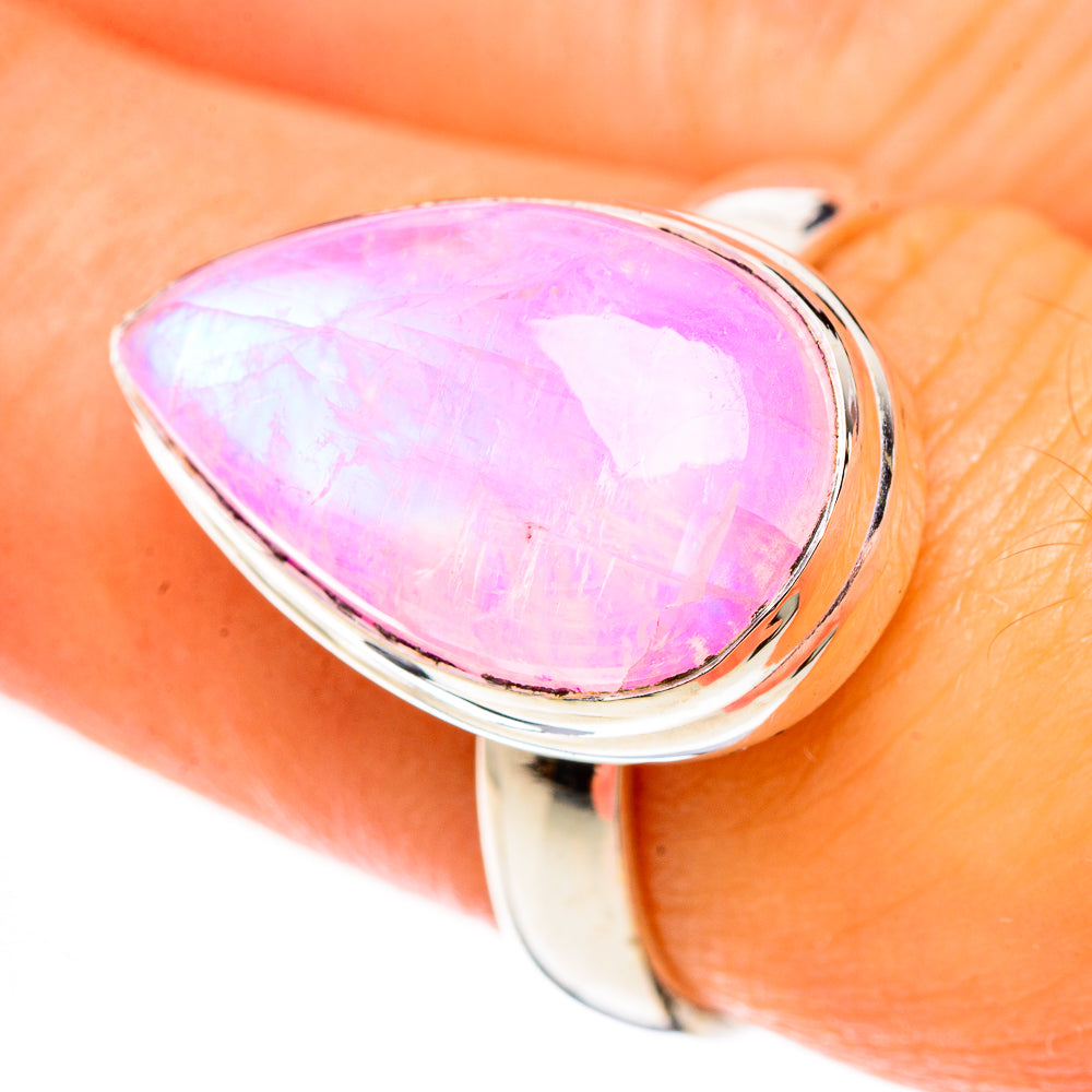 Pink Moonstone Rings handcrafted by Anasilvercos - RING123988