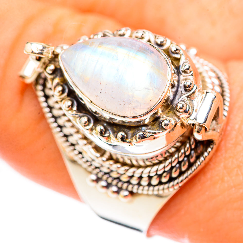 Rainbow Moonstone Rings handcrafted by Anasilvercos - RING123994