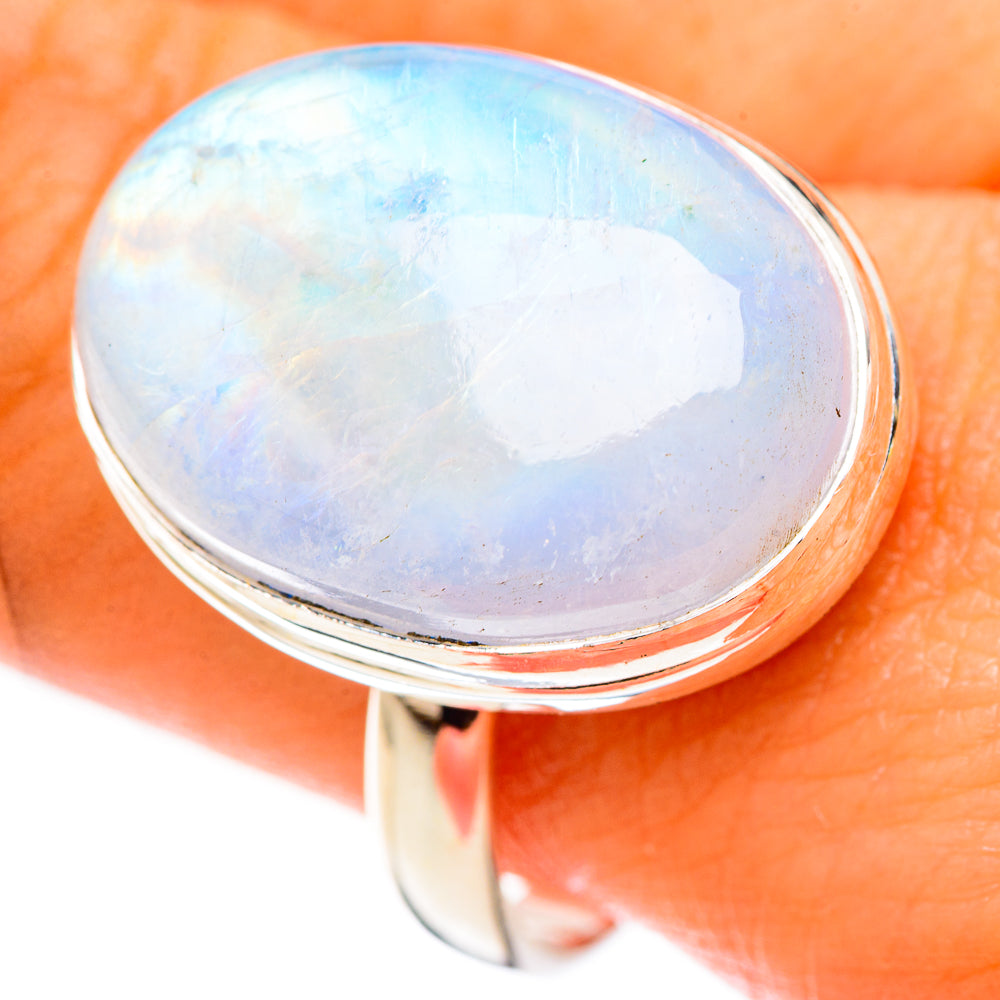 Rainbow Moonstone Rings handcrafted by Anasilvercos - RING124001
