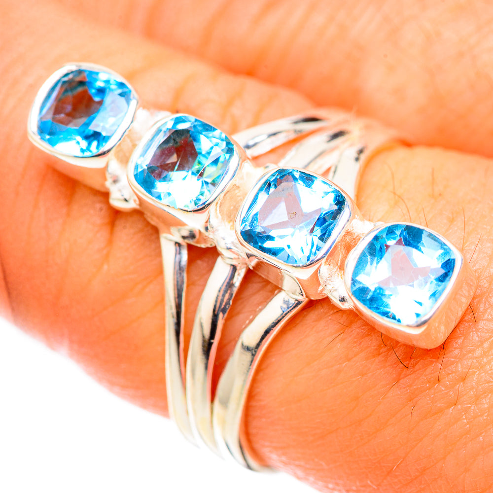 Swiss Blue Topaz Rings handcrafted by Anasilvercos - RING124002
