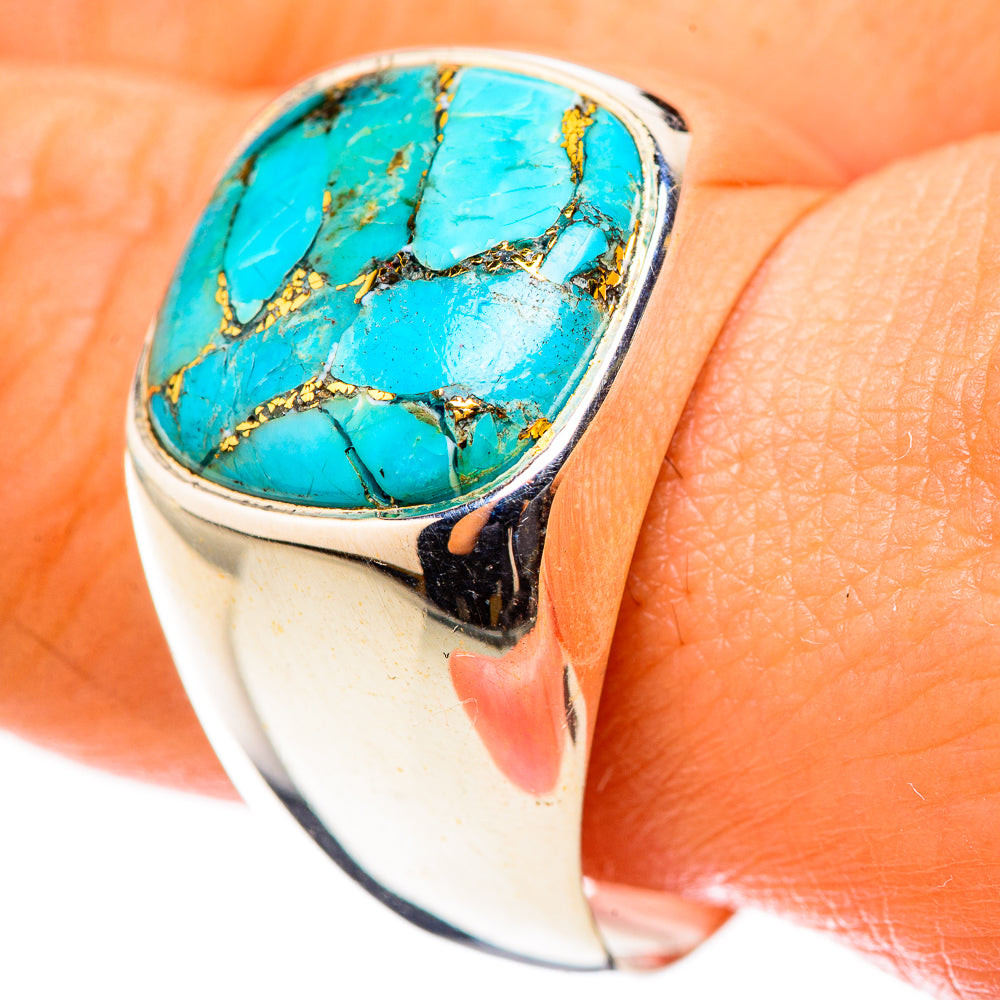 Blue Copper Composite Turquoise Rings handcrafted by Anasilvercos - RING124003