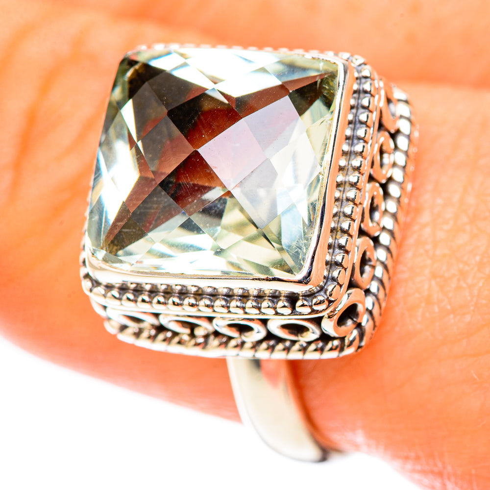 Green Amethyst Rings handcrafted by Anasilvercos - RING124009