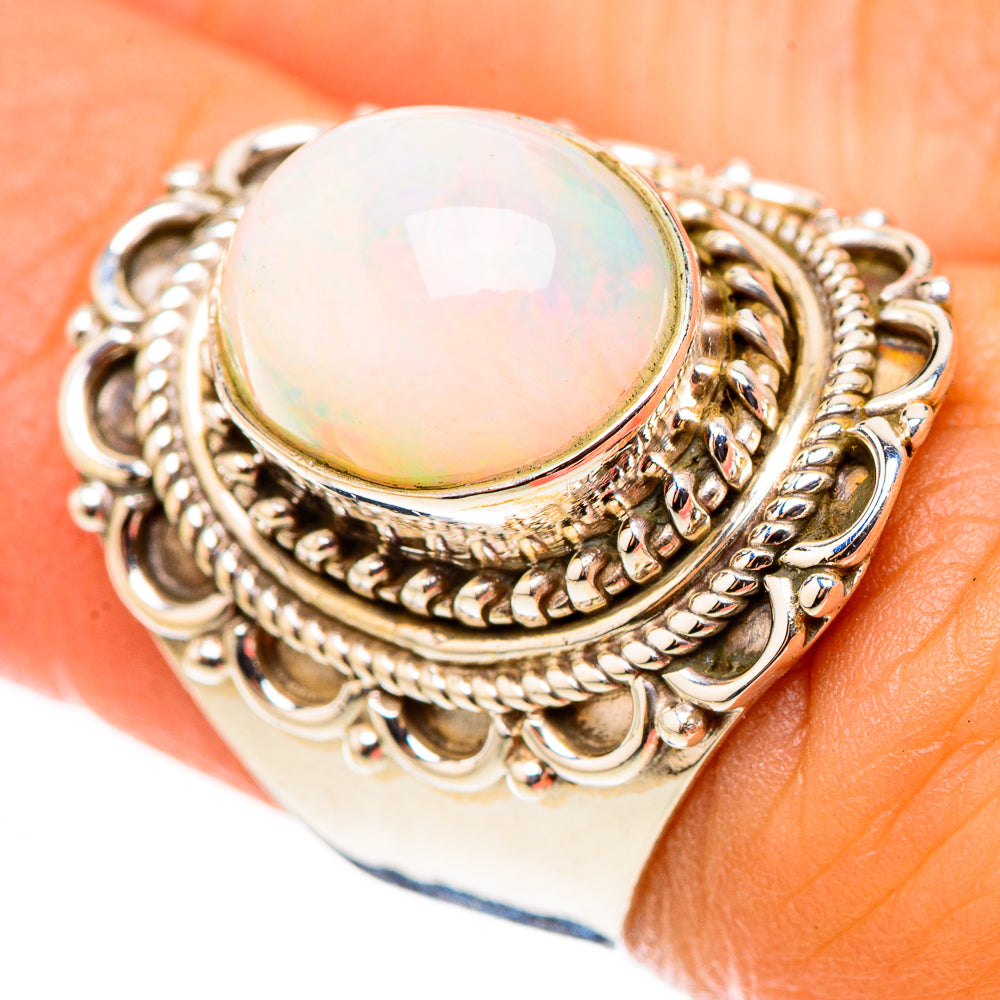 Rainbow Moonstone Rings handcrafted by Anasilvercos - RING124022