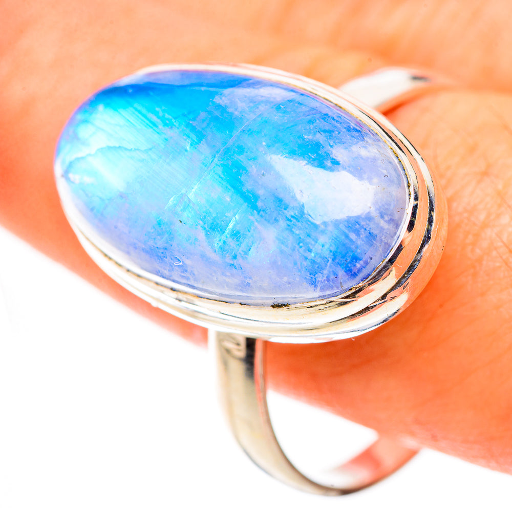Rainbow Moonstone Rings handcrafted by Anasilvercos - RING124033