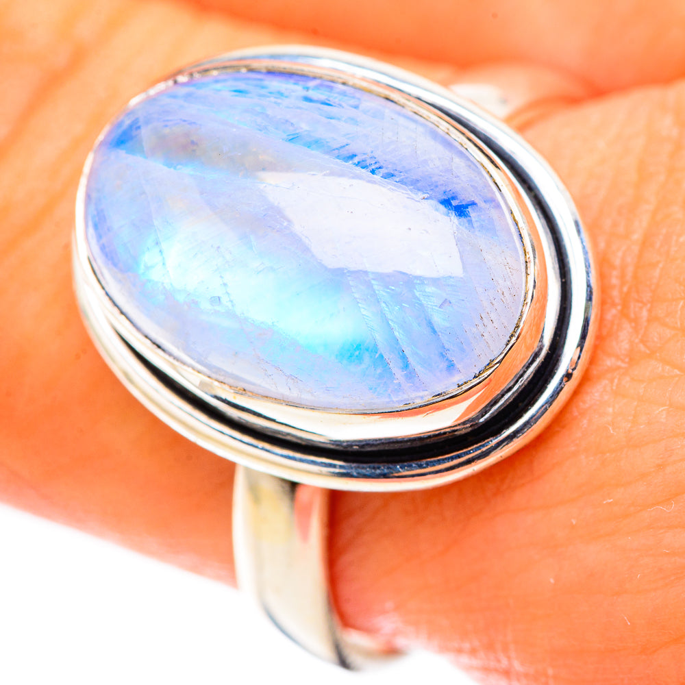 Rainbow Moonstone Rings handcrafted by Anasilvercos - RING124054