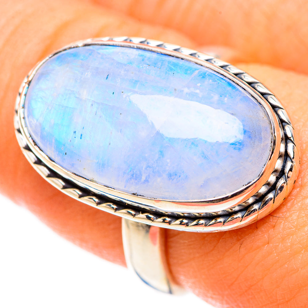 Rainbow Moonstone Rings handcrafted by Anasilvercos - RING124071