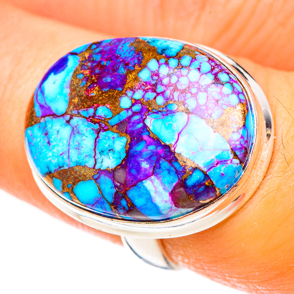 Purple Copper Composite Turquoise Rings handcrafted by Anasilvercos - RING124083