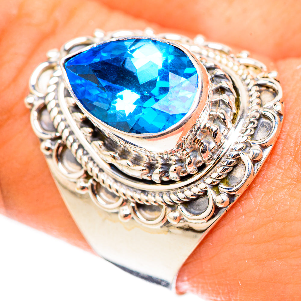 Swiss Blue Topaz Rings handcrafted by Anasilvercos - RING124091