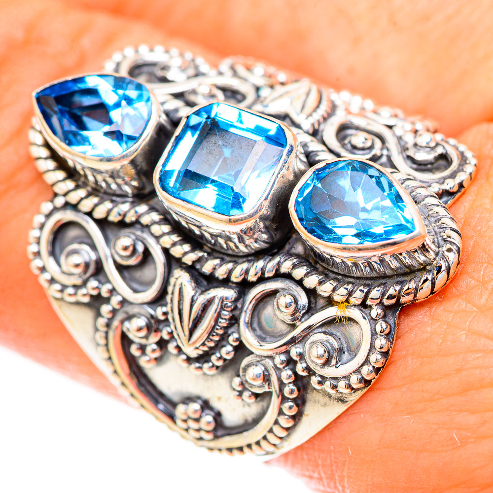 Swiss Blue Topaz Rings handcrafted by Anasilvercos - RING124093