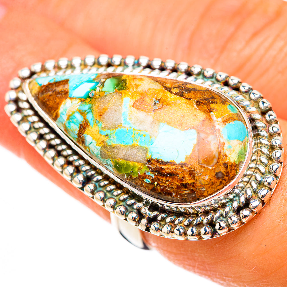 Blue Copper Composite Turquoise Rings handcrafted by Anasilvercos - RING124099