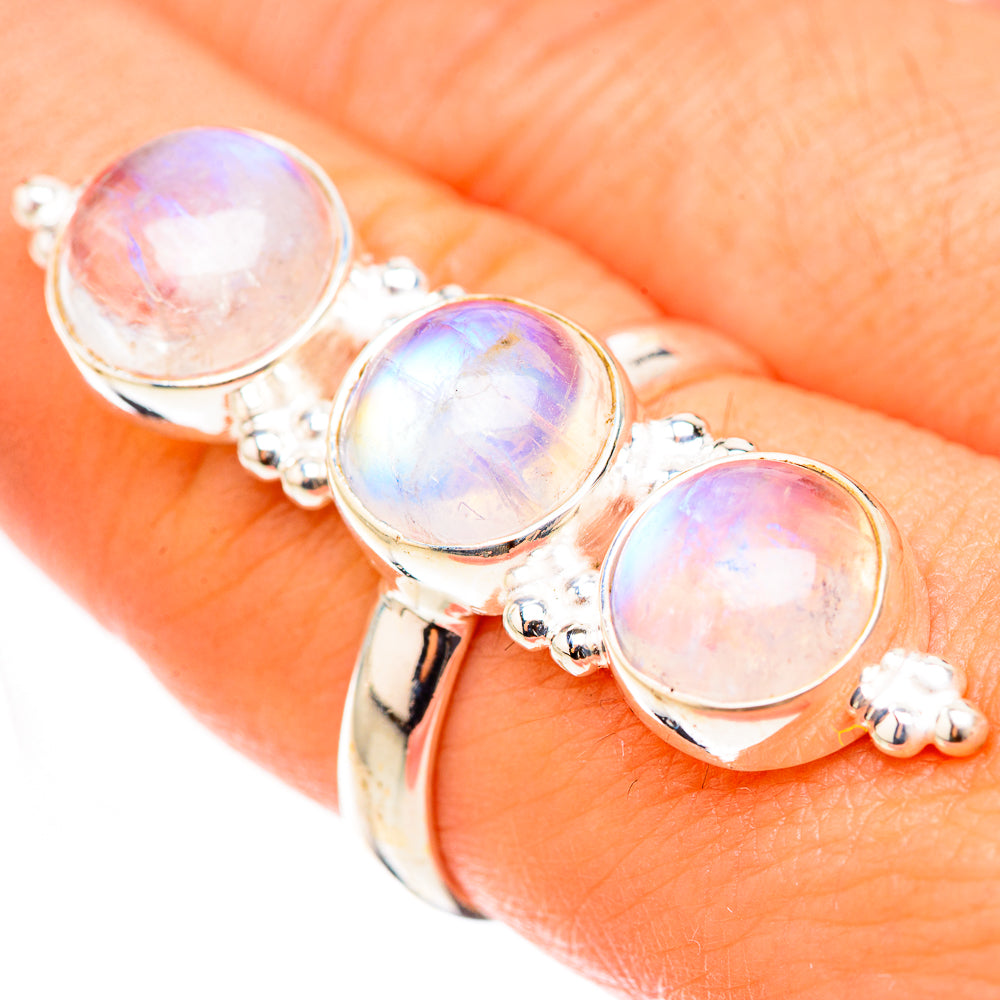Rainbow Moonstone Rings handcrafted by Anasilvercos - RING124112