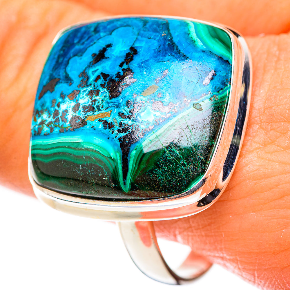 Malachite In Chrysocolla Rings handcrafted by Anasilvercos - RING124116