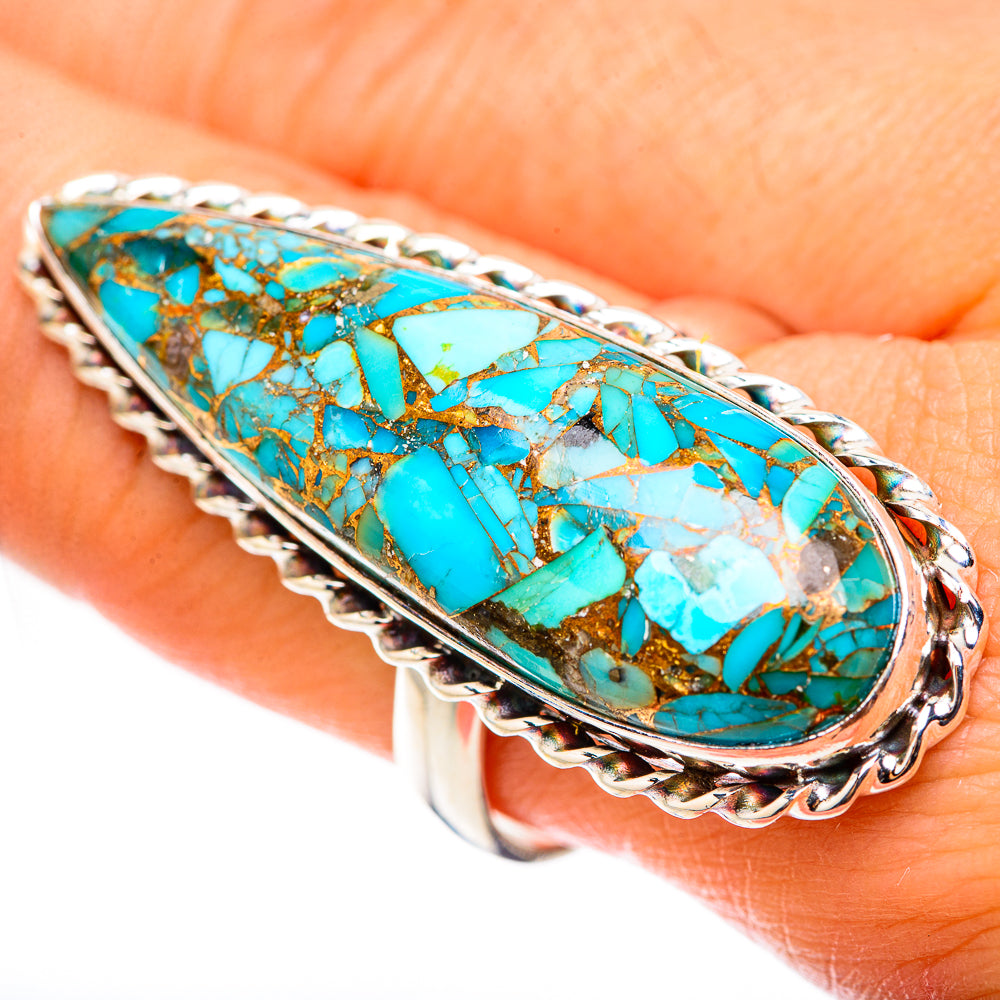 Blue Copper Composite Turquoise Rings handcrafted by Anasilvercos - RING124125